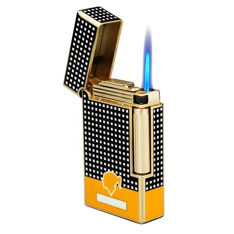 Luxury Metal Jet Butane Refillable Gas Custom logo Torch Flame Lighter Briquet Feuerzeug For Smoke Cigar Custom Logo