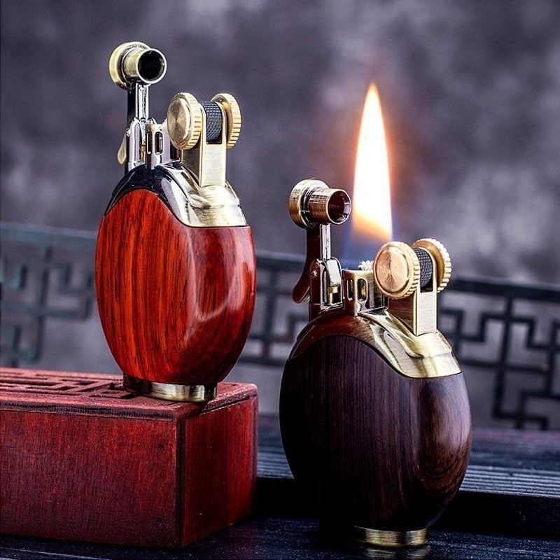 Hot Sell High-end heavy Wood kerosene lighter Flint refill oil cigarette lighters Custom Logo