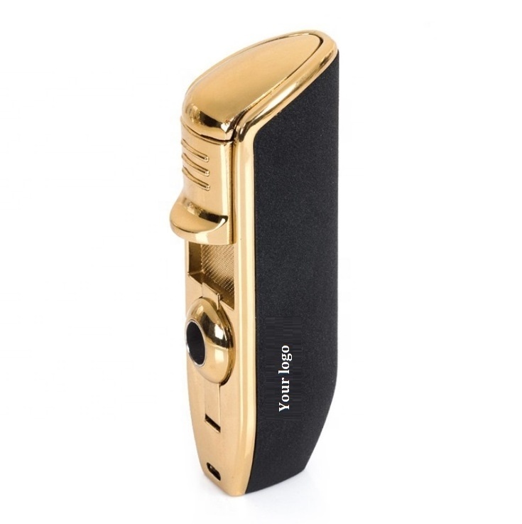 Refillable Butane Three Flame Torch Cigar Cigarette Lighter Jet Gas Lighter with OEM Custom feuerzeug Cigar Lighters