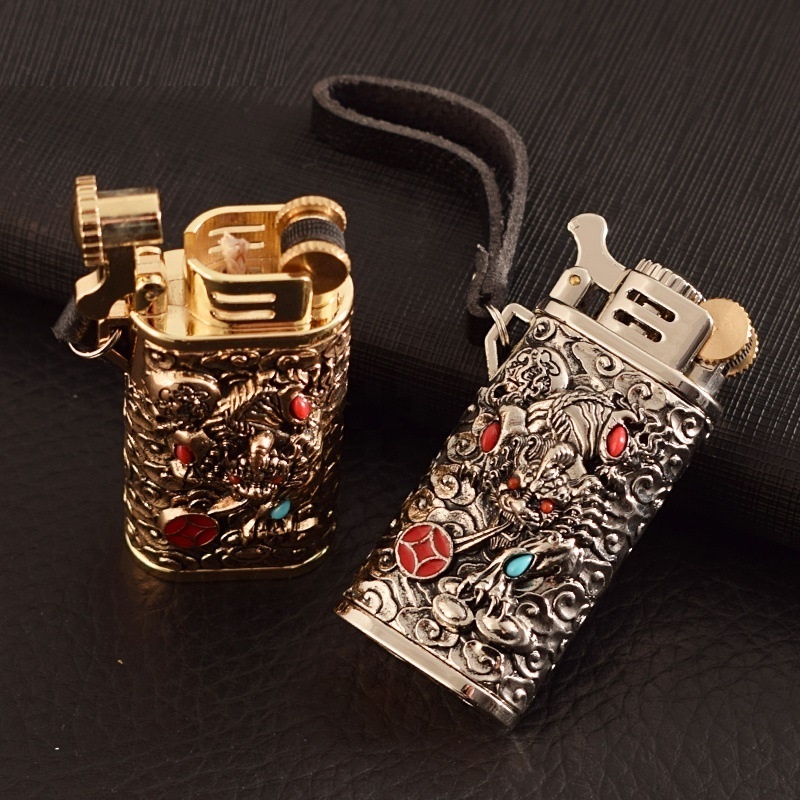 Wholesale Creative Stylish Oil Refillable Kerosene Cigarette Flint Lighters With Rotatable Part Men's Father's Day Gift