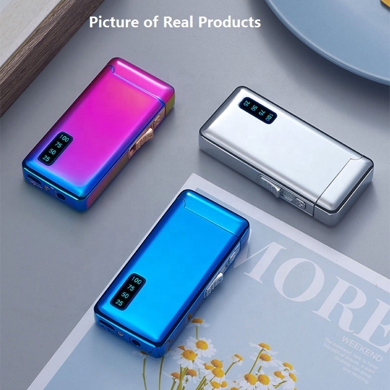 2 in 1 Rechargeable Electric Flameless encendedor electr Plasma USB Double Arc lighters custom logo Refillable gas lighter