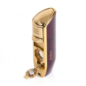 Wholesale windproof Cigarette lighter metal blue flame  Refillable lighter torch for cigar Custom Logo