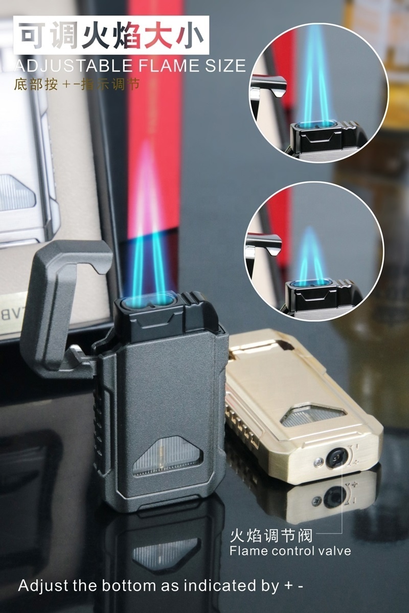 Windproof Jet Flame Refillable Gas Lighter Spirit Cool Candle Butane Torch Lighter For Cigar Outdoor Custom Logo