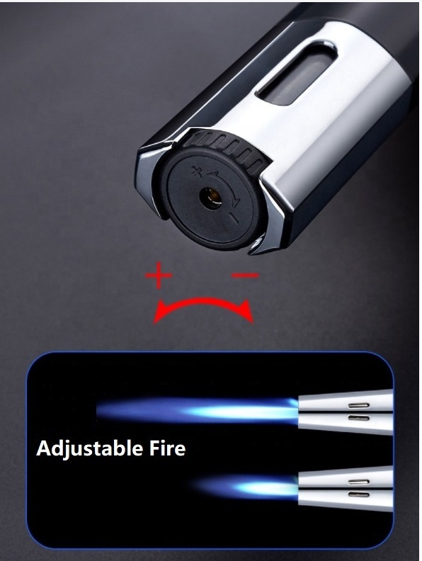 Quality Wholesale Refillable Adjustable Kitchen Flame Butane Gas Culinary Torch Jet Kitchen BBQ Cigar Pipe lighters Custom Logo