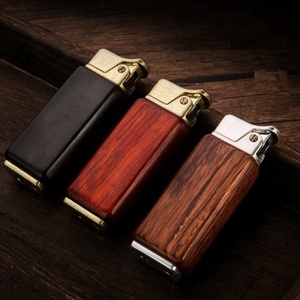 In Stock Vintage Wooden Refillable Kerosene Cigarette Lighter Men Sandalwood Rocker Lighter Kerosene Creative Kerosene Lighter