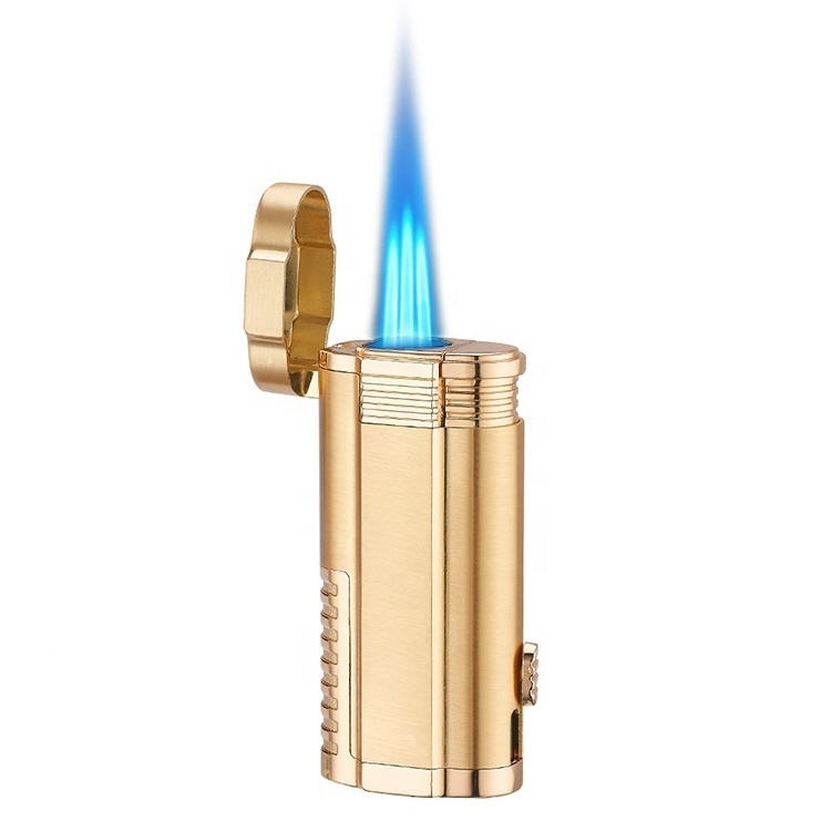 2022 Wholesale  Metal custom inflatable torch lighter triple jet flame cigar lighter with cigar knife/refillable butane gas