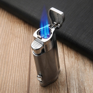 2022 New Refillable Torch Jet BBQ Kitchen Cigar lighters metal blue flame Butane  lighter torch for cigar Custom Logo