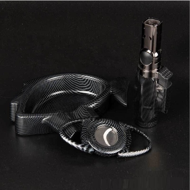 Luxury Unique Custom Design Lighter Cutter Ashtray Tube Cigar Accessories Gift Set