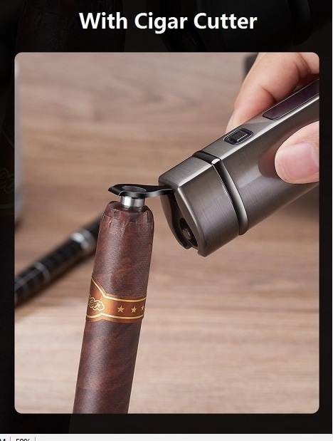 Metal Triple Jet Flame Butane Cigarette Torch Lighter with cigar punch cutter with Customized Logo