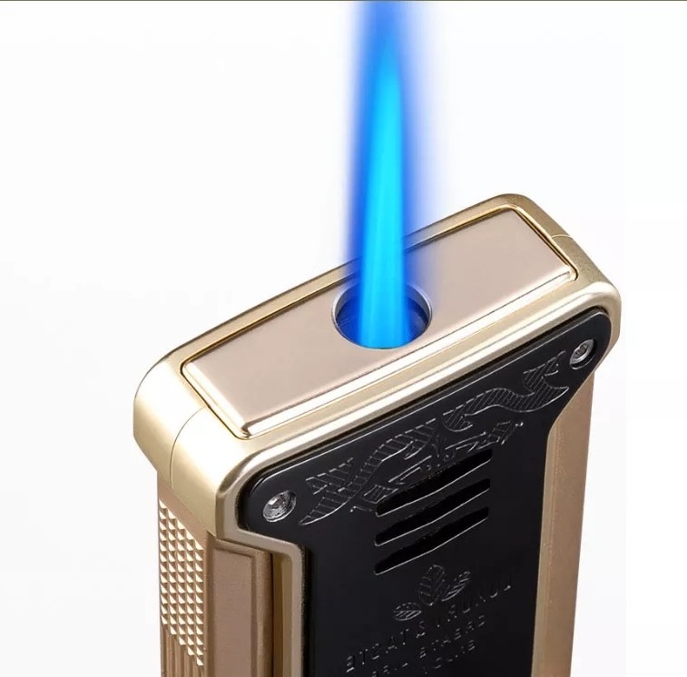 Wholesale custom inflatable torch lighter triple jet flame cigar lighter with cigar knife/refillable butane gas