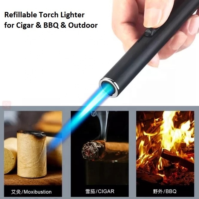 Wholesale Pen Stick Refillable gas Lighter wholesale windproof jet flame torch lighters Custom logo