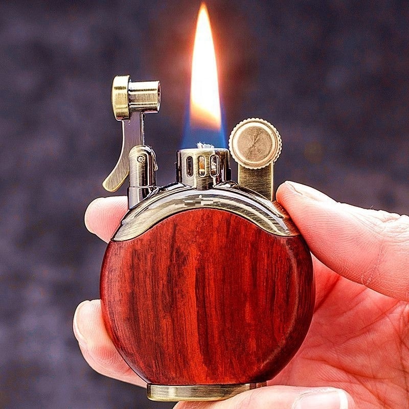 Hot Sell High-end heavy Wood kerosene lighter Flint refill oil cigarette lighters Custom Logo