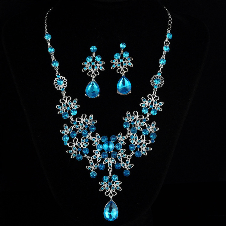 Elegant Necklace And Earring Set Women Crystal Jewelry Set Bridal Jewelry Set