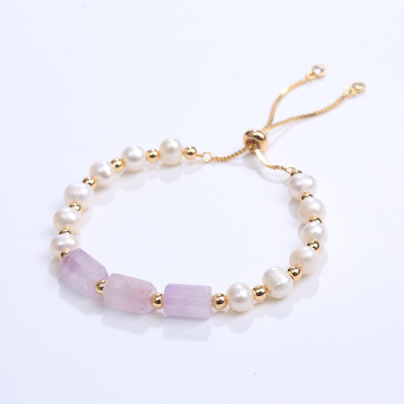 Factory Wholesale Natural Stone Pillar Beads Bracelet Freshwater Pearl Bracelet Adjustable Bracelets For Woman