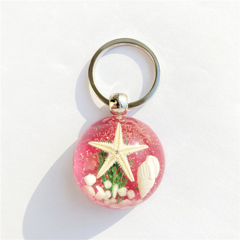 Fashion Jewelry Accessories Gifts Underwater World Keychain Resin Starfish Amber Keychain Cute