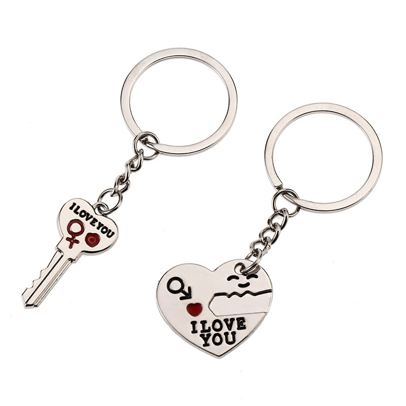 Heart-shaped Letter Lovers Key Chain I LOVE YOU Couple Key Chain Key With Heart Lock