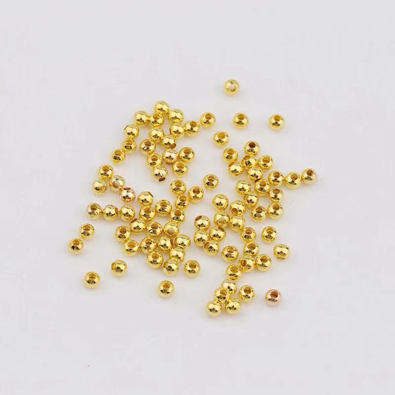 Wholesale Gold Silver Plated 4mm  5mm 6mm 8mm Stainless Steel 18K Gold Plated Metal Beads For Jewelry Making