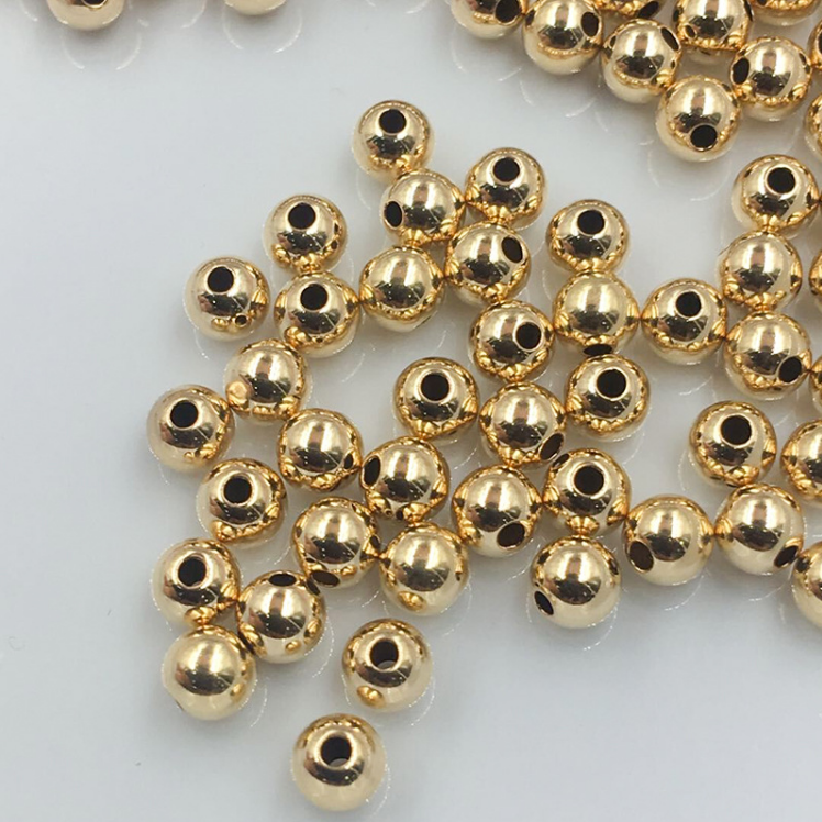 Wholesale Gold Silver Plated 4mm  5mm 6mm 8mm Stainless Steel 18K Gold Plated Metal Beads For Jewelry Making