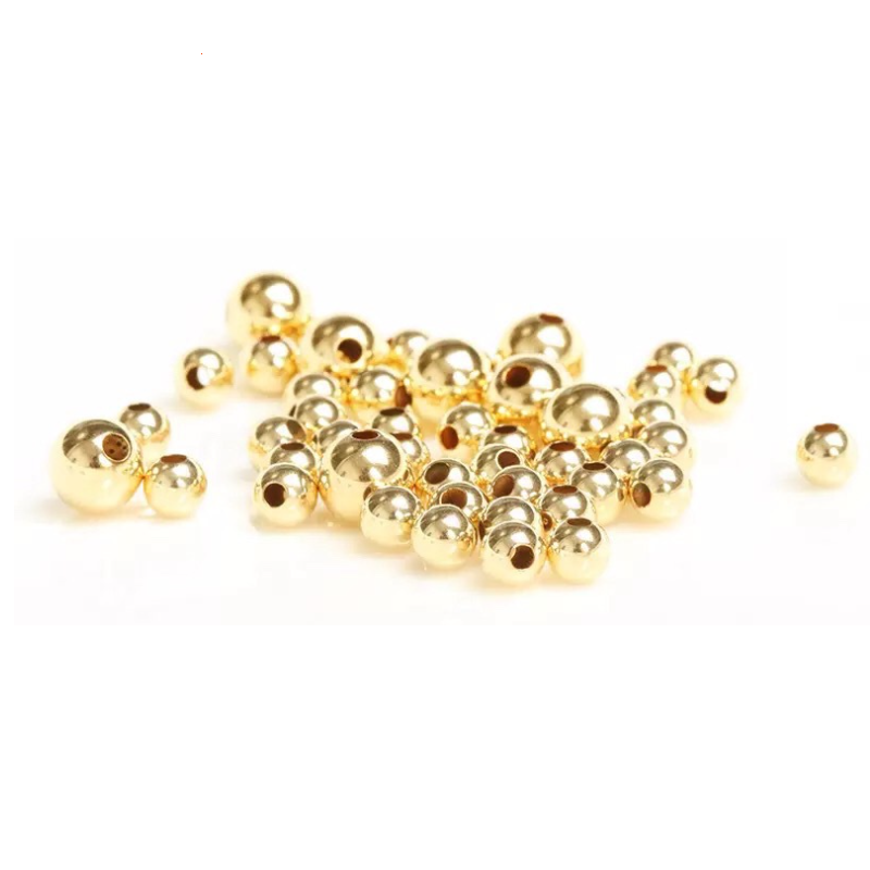 Wholesale Gold Silver Plated 4mm  5mm 6mm 8mm Stainless Steel 18K Gold Plated Metal Beads For Jewelry Making