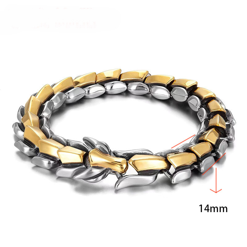 Wholesale Premium Charms Stainless Steel Bracelet Mens Viking Dragon Head Keel Chain Link Bracelet