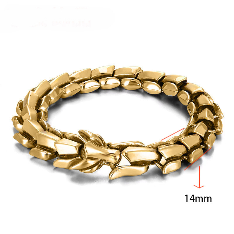 Wholesale Premium Charms Stainless Steel Bracelet Mens Viking Dragon Head Keel Chain Link Bracelet