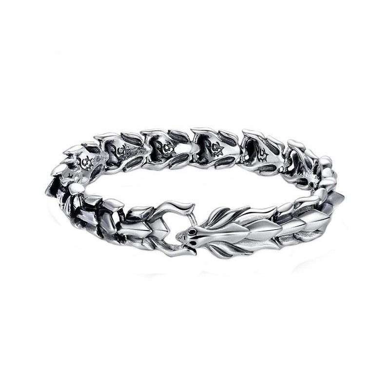 Wholesale Premium Charms Stainless Steel Bracelet Mens Viking Dragon Head Keel Chain Link Bracelet