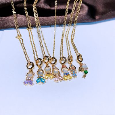 Wholesale Fashion Hot Gold Necklace 316L Stainless Steel Jewelry Chain Necklace Brass Little Princess Pendant Necklace for Women