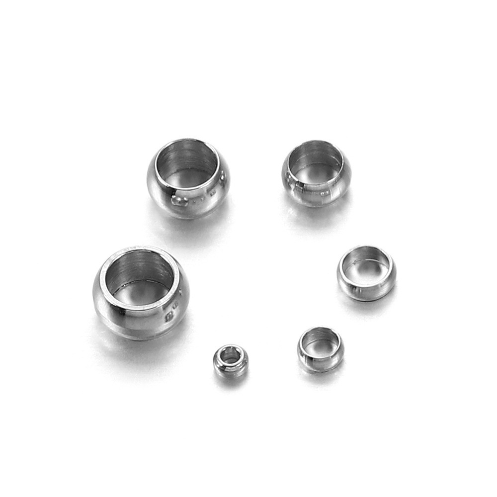 Big Hole Stopper Bead Connectors Cover Stainless Steel loose crimp beads for jewelry making