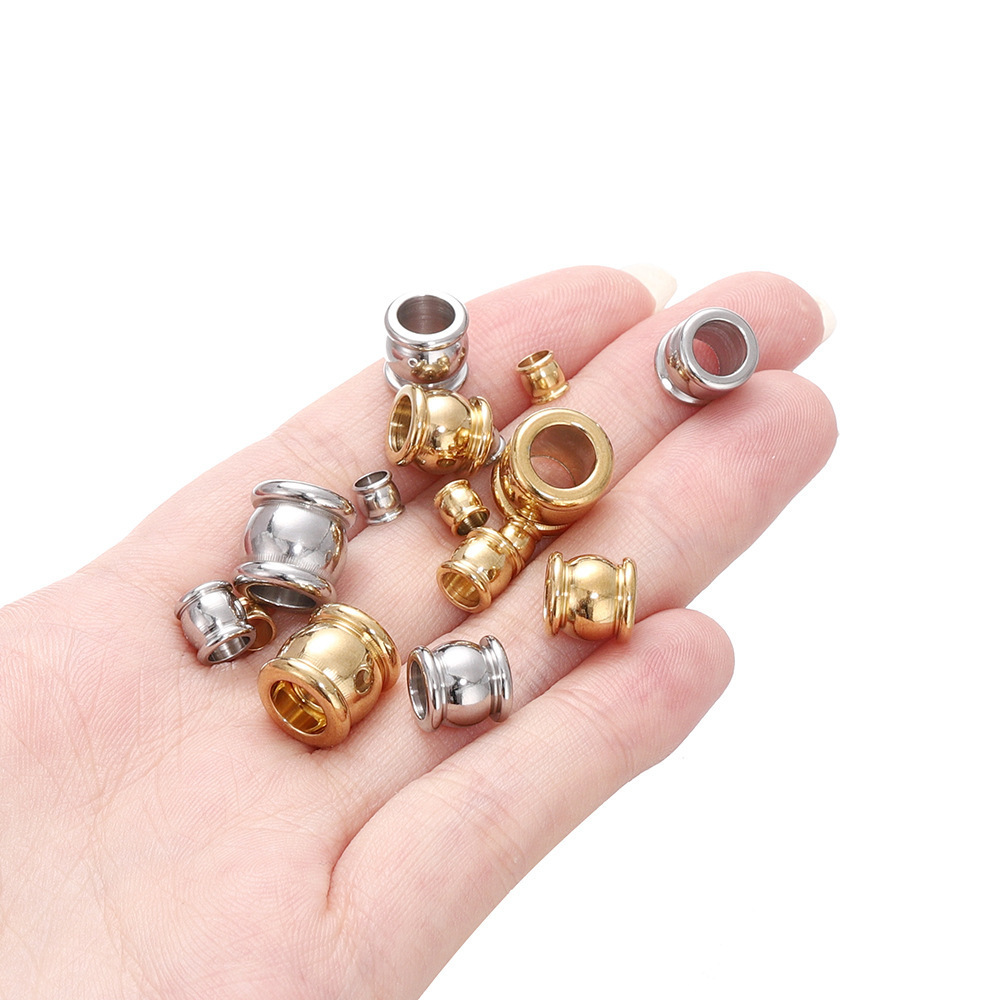 Wholesale Stainless Steel Plated 18K Gold Big Hole Spacer Inner Hole Beads DIY Jewelry Beads Craft Bracelet Necklace Findings