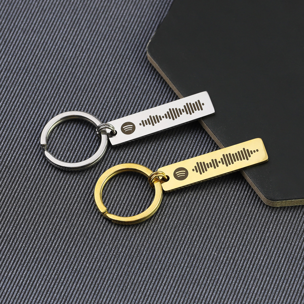 Custom Engraved Scannable Code Keychain Rectangle Shape Blank Keychain Stainless Steel Keychain