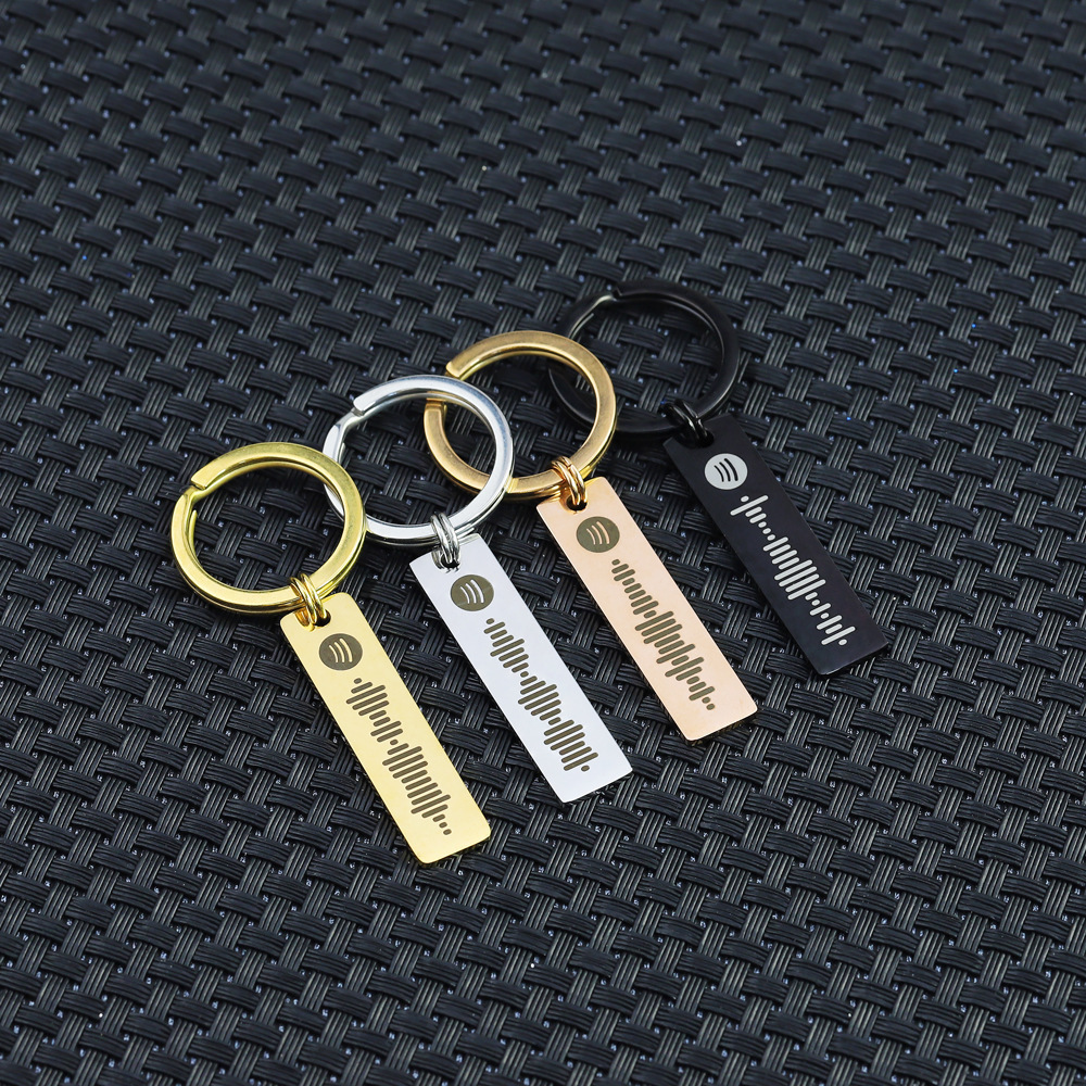 Custom Engraved Scannable Code Keychain Rectangle Shape Blank Keychain Stainless Steel Keychain