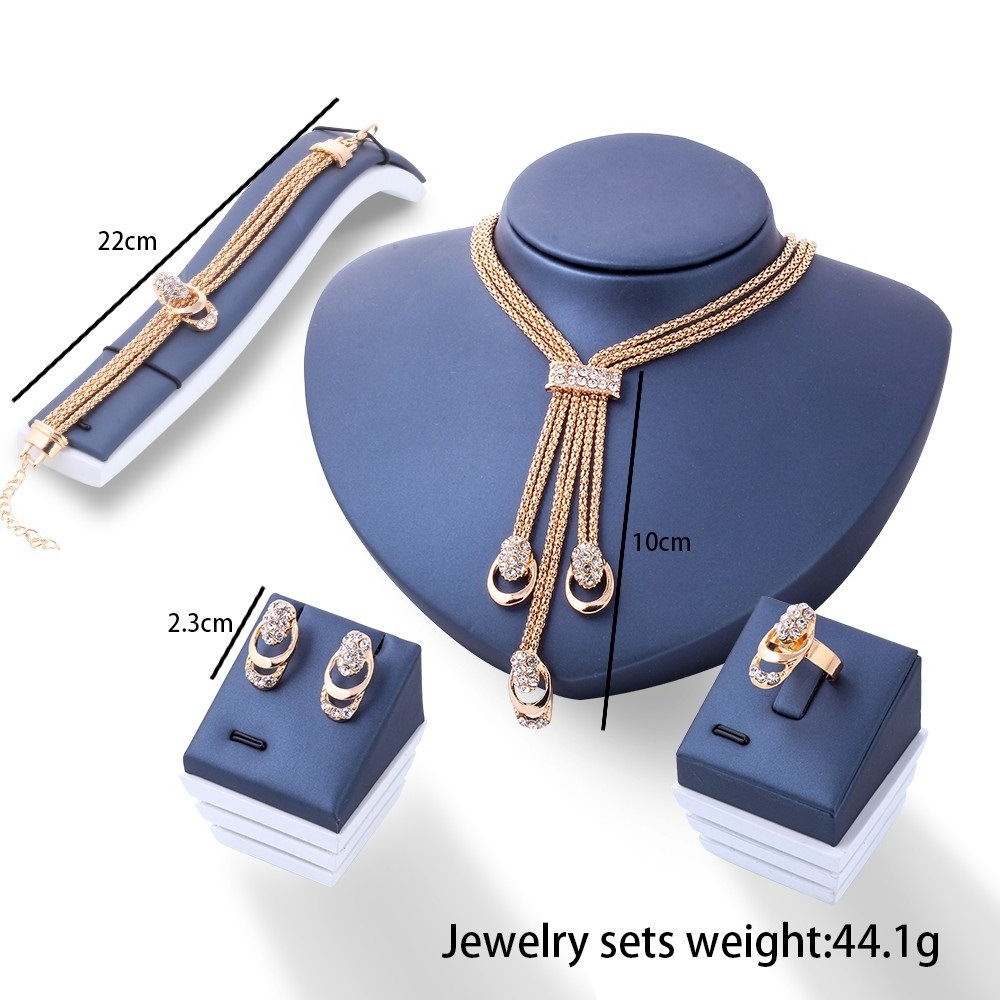 High Quality Necklace Jewelry Set Hoops Pendant Necklace Set 18k Rose Gold Y-Shaped Plated Zircon Necklace Set