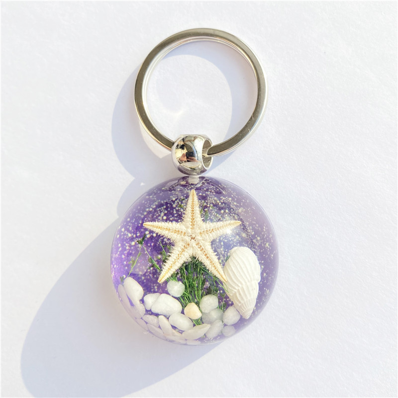 Fashion Jewelry Accessories Gifts Underwater World Keychain Resin Starfish Amber Keychain Cute