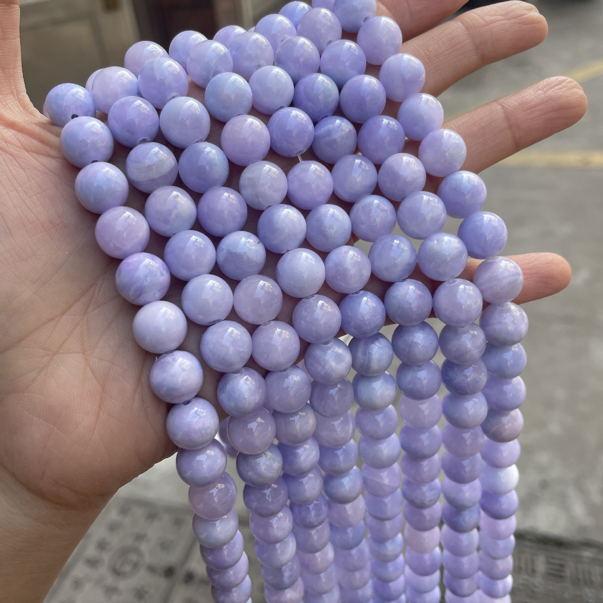 Factory Directly Wholesale Violet Jade Stone Beads Natural Gemstone Light Purple Persian Jade Stone Loose Beads