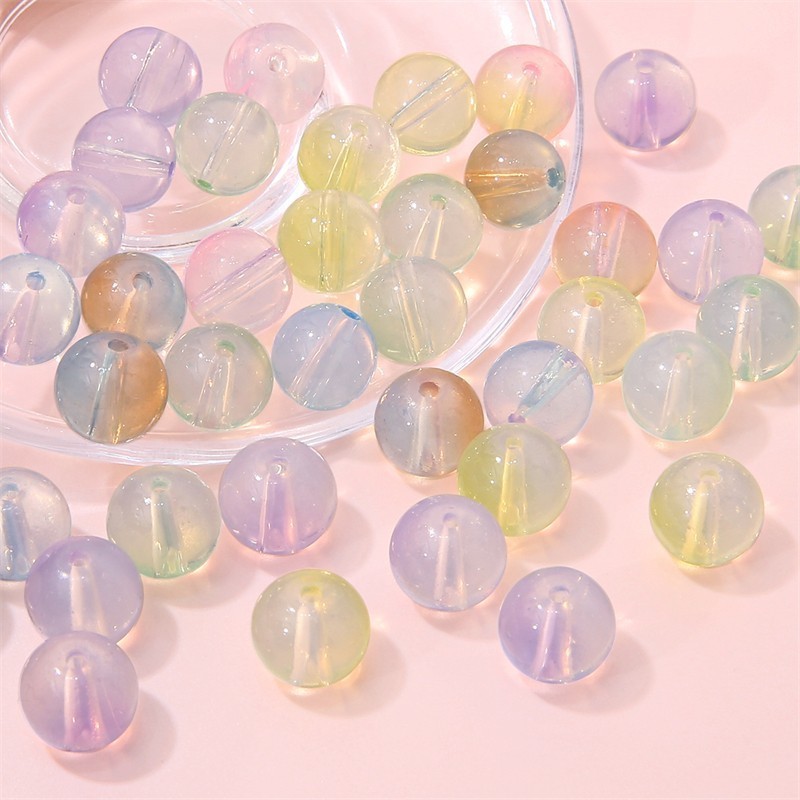 Korean Style Glass Beads Sweet Colorful Protein Czech Round Loose Beads for DIY Handmade Bracelet Necklace Jewelry