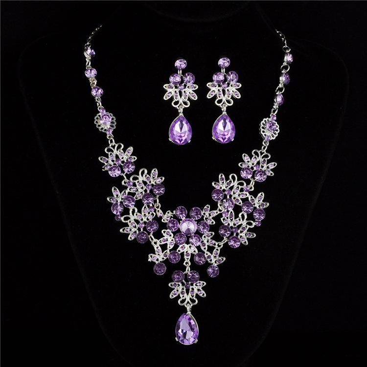 Elegant Necklace And Earring Set Women Crystal Jewelry Set Bridal Jewelry Set