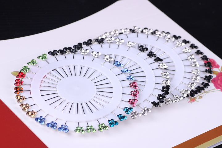 Safety Pin Rhinestone Butterfly Brooch Straight Head Pin Muslim Hijab Scarf Pin