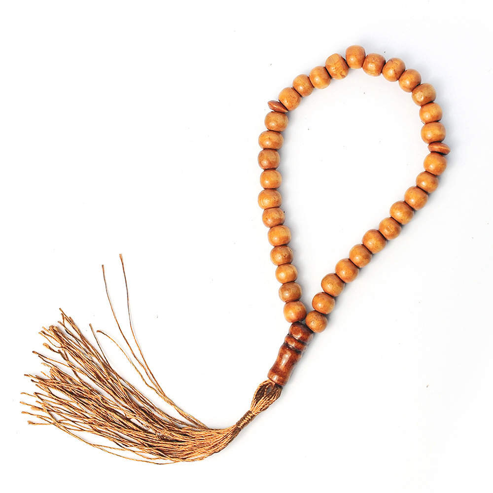 Factory Sale 8MM Wood Rosary Necklace Custom 99 Beads Muslim Rosary with Tassel For Men