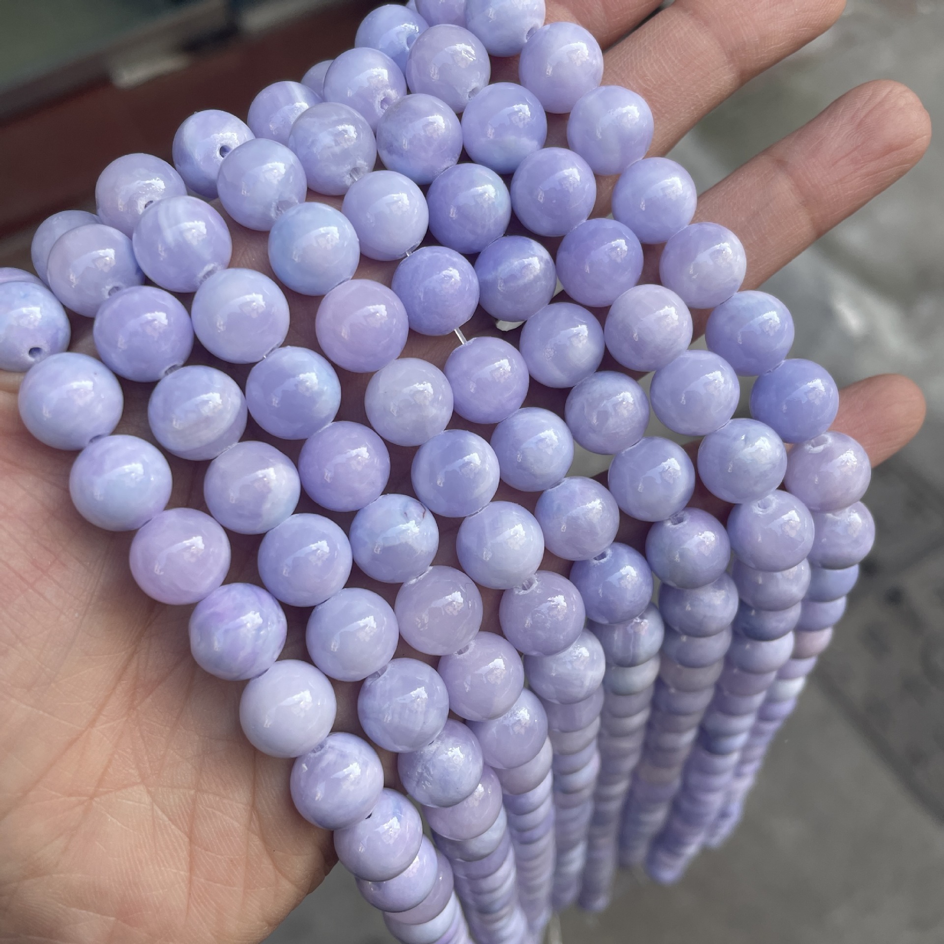 Factory Directly Wholesale Violet Jade Stone Beads Natural Gemstone Light Purple Persian Jade Stone Loose Beads