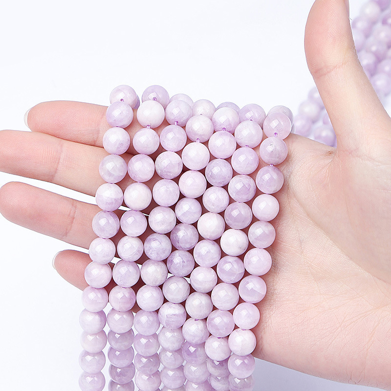 Natural Stone Beads Kunzite Purple Jade Beads High Quality Purple Lithium Scattering Stone Loose Beads