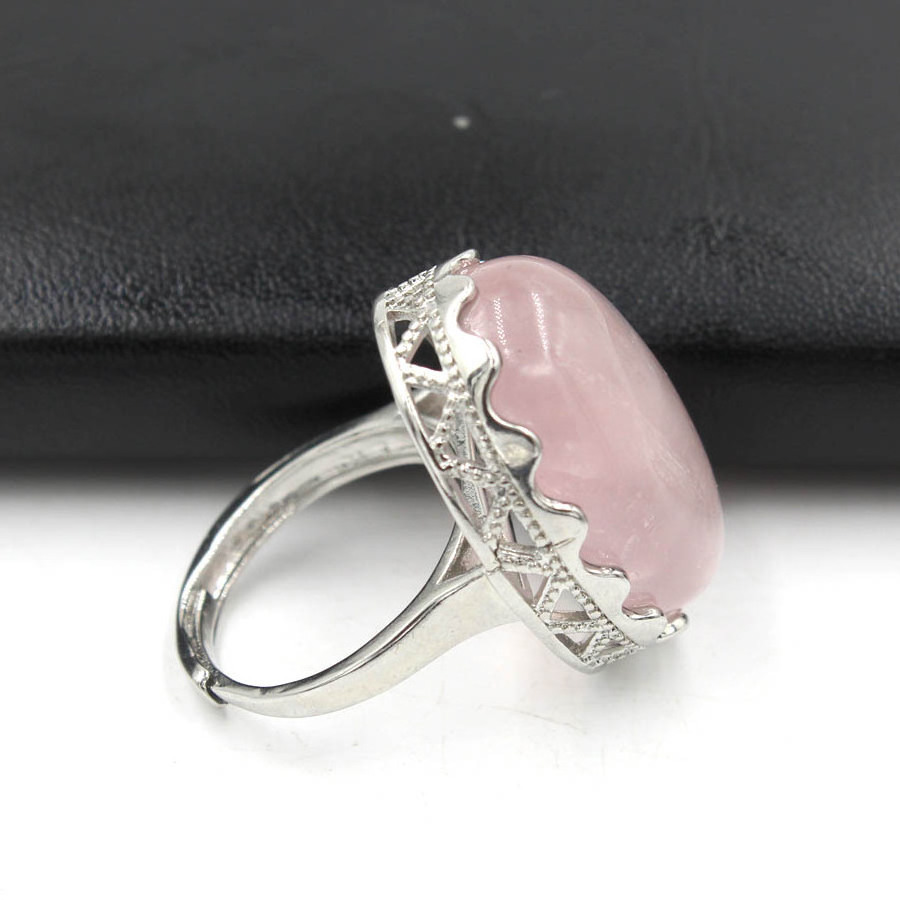 Wholesale Custom Natural Stone Rings Adjustable Opening Crystal Healing Stone Rings For Men