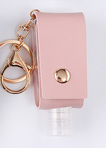 2022 American And European PU Leather Keychain  Portable Keychain Hand Sanitizer Bottle Keychain