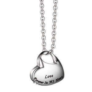 High Quality Heart Shape Cremation Urn Pendant Necklace For Ashes Commemorative Pet Laser Stainless Steel Necklace