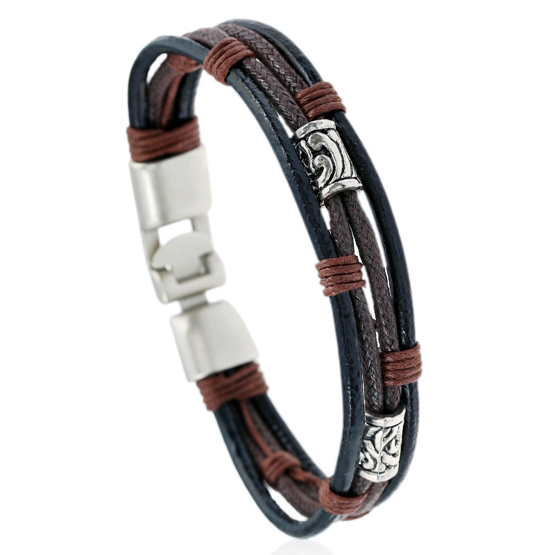 Mens Vintage Leather Wrist Band Brown Rope Bracelet Bangle mens leather bracelet Cuff Bangle black-brown leather bracelet