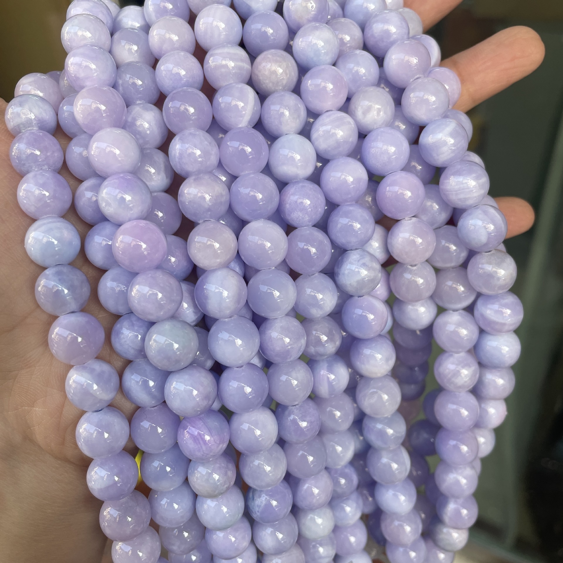 Factory Directly Wholesale Violet Jade Stone Beads Natural Gemstone Light Purple Persian Jade Stone Loose Beads