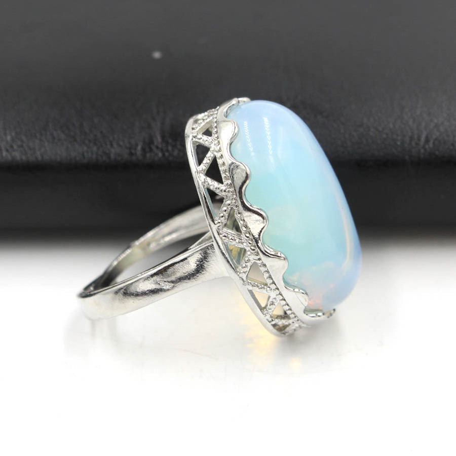 Wholesale Custom Natural Stone Rings Adjustable Opening Crystal Healing Stone Rings For Men