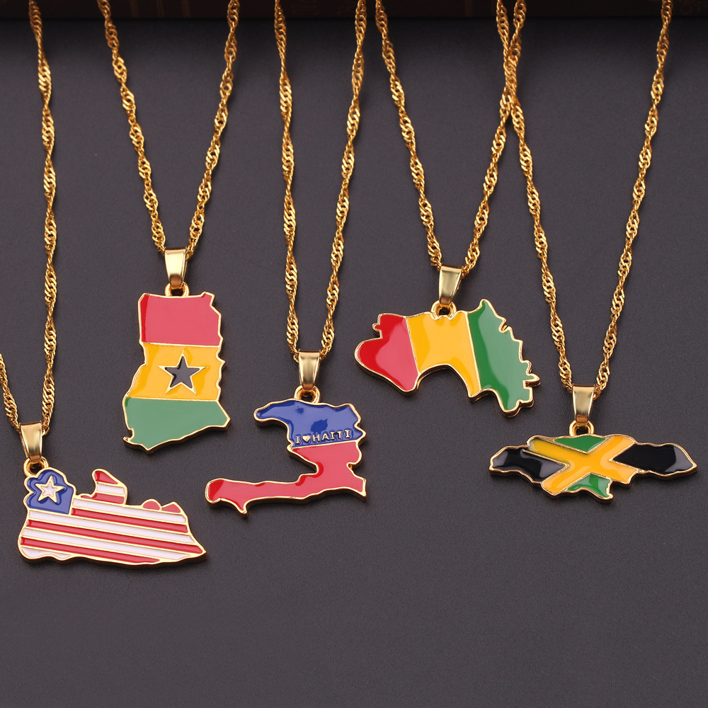 Newest Creative Jewelry Map Necklace Ghana Map Necklace Geography World Map Necklace