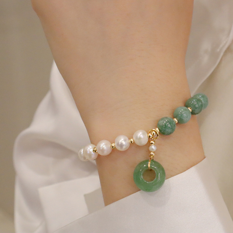 Hot Sell Green Aventurine Bracelet Burmese Jade Beads Bracelets Fresh Water Pearl Bracelet For Women