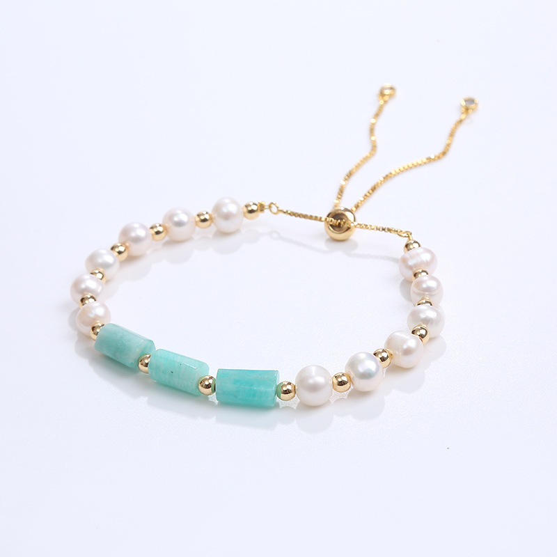 Factory Wholesale Natural Stone Pillar Beads Bracelet Freshwater Pearl Bracelet Adjustable Bracelets For Woman