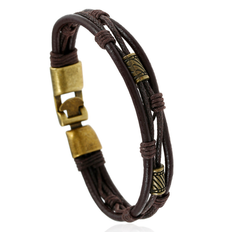 Mens Vintage Leather Wrist Band Brown Rope Bracelet Bangle mens leather bracelet Cuff Bangle black-brown leather bracelet